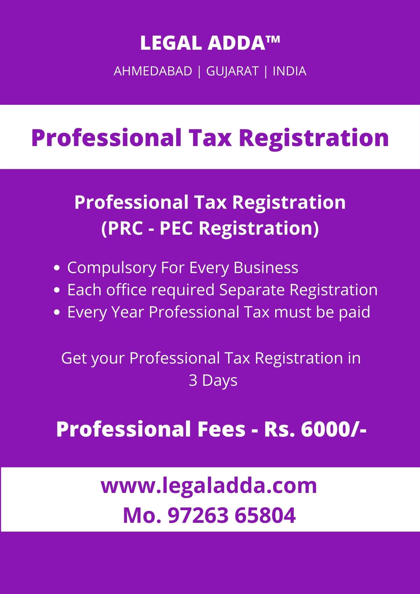 Professional Tax Registration In Ahmedabad Professional Tax Consultant